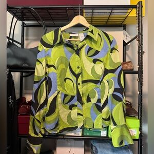 Y2K Silk Abstract Blouse